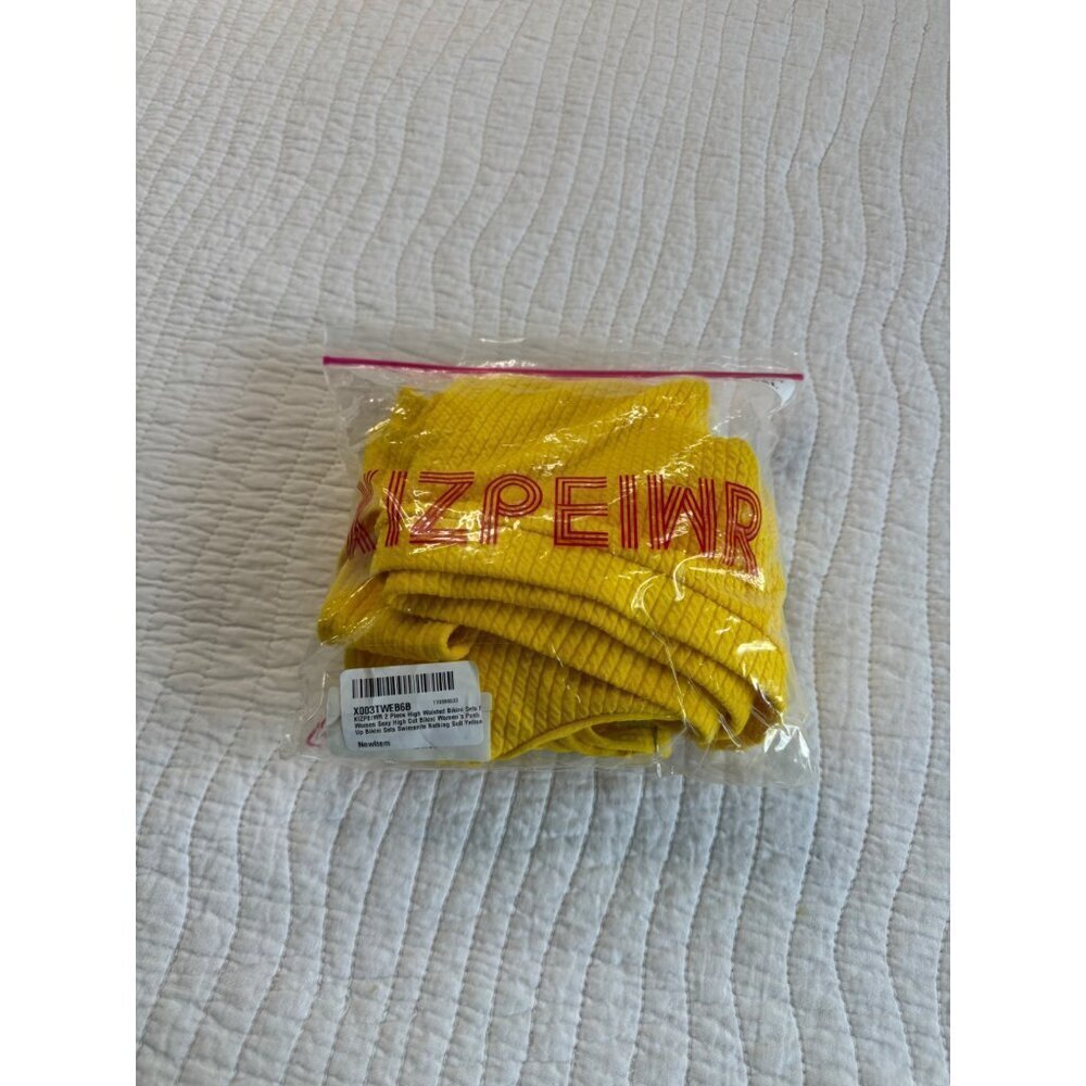 KIZPEIWR Two Piece Bikini Swim Suit SZ XXL High Cut Yellow NEW - Picture 5 of 12